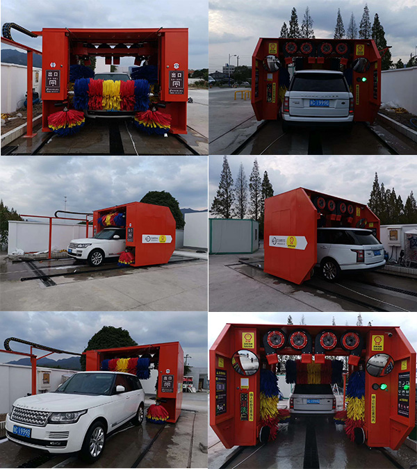 東陽巍山殼牌加油站凱沃7刷龍門洗車設備調試現場……